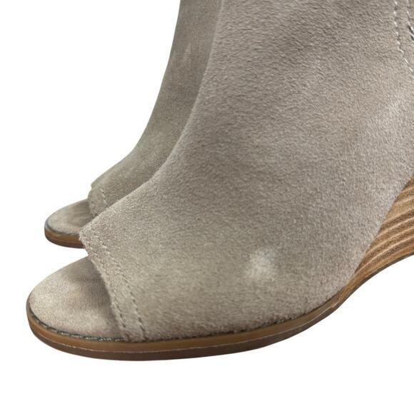 Lucky Brand Jareen Suede Peep Toe Ankle Booties Boots Beige Shoes Womens sz 6 - Picture 8 of 16